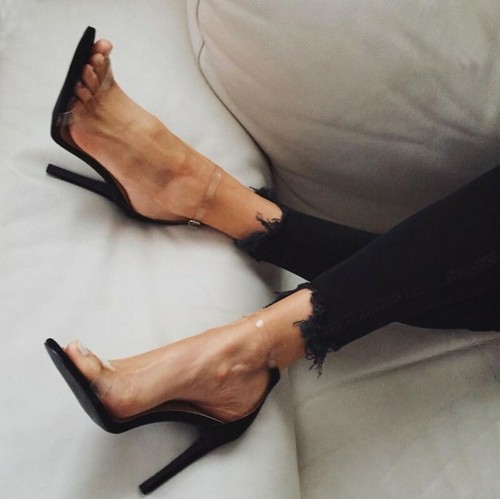 clear strappy heels